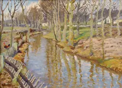 Bohuslav Dvořák, Village square in Lukavec, 1922, oil on cardboard