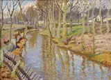 Bohuslav Dvořák, Village square in Lukavec, 1922, oil on cardboard