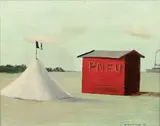 Kamil Lhoták, Landscape with Red Booth, 1947, olej na plátně
