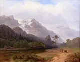 August Piepenhagen, Alpine Valley with Castle
