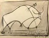 Óscar Domínguez, Bull, 1946, mixed technique (ink, pencil, water-color) on paper