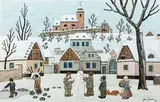 Josef Lada, Building a Snowman, 1949, gouache on paper