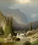 Adolf Chwala, Mountain Stream, 1860s, oil on canvas