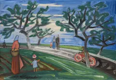 Josef Čapek, Red Motorcycle, 1937, oil on jute