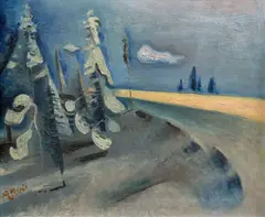 Jiří Krejčí, Yellow field, 1942, oil on plyboard