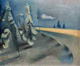 Jiří Krejčí, Yellow field, 1942, oil on plyboard
