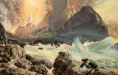 Robinson Crusoe by Zdeněk Burian, 1956, tempera on cardboard, sold Dec 2019