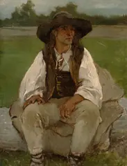 Jaroslav Čermák, Sitting Slovak, 1858, oil on canvas
