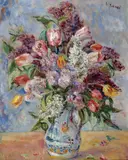 Vincenc Beneš, Bouquet with Lilacs, 1930s, oil on canvas