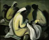 Karel Jílek, Seamstresses, 1939, oil on cardboard