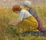 Josef Bárta, Harvesting, around 1910, oil on cardboard
