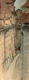 Emil Filla, Malostranská street, 1902, mixed technique (ink, pencil, water-color) on cardboard