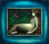 Teodor Rotrekl, Red Crescent, 1974, mixed media (oil, epoxy, resin) on hardboard