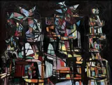 Hella Guth, Sad Heads, 1950, oil on canvas