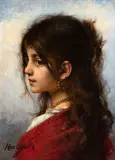 Alexej Alexejevič Harlamoff, Portrait of a Girl, 70s–80s 19th century, oil on canvas
