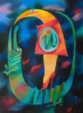 Adolf Born, Crocodile, 2000, mixed media (pastel, watercolor, tempera) on paper