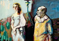 Josef Liesler, Behind the Scene, 1949, tempera on cardboard
