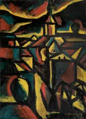 Antonín Tomalík, View of Jablunkov, 1957, oil on canvas