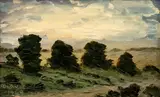 František Drtikol, Landscape, 1949, oil on plywood