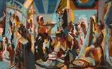 Karel Souček, Man and City I, 1958, oil on canvas