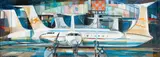 Teodor Rotrekl, Airplanes in a Hangar, 1964, oil on plywood