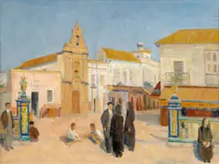 Josef Multrus, The Village Green in Spain, 1930s, oil on cardboard