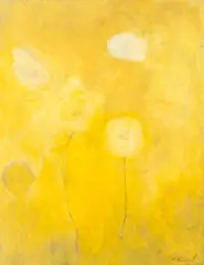 Václav Kiml, Dandelions, 1976, encaustic on canvas fixed on hardboard