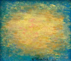 František Hudeček, Yellow Epicentre, 1963, oil on hardboard