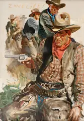 Z. Grey:  Secret of the Western Pass by Zdeněk Burian, 1933, oil on canvas, sold Nov 2020