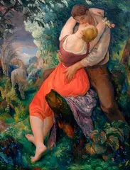 Jakub Obrovský, Kiss, around 1926, oil on hardboard