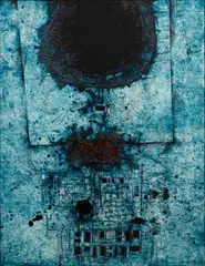Mikuláš Medek, The Collapsed Signal, 1963, mixed technique (oil, enamel) on canvas
