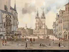 Old Town Square by Vincenc Morstadt, 1835, water color on paper, sold Nov 2020