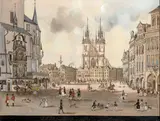 Vincenc Morstadt, Old Town Square, 1835, water color on paper