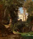 Václav Jan Kautský, Rest by the Chateau, 1860s, oil on canvas
