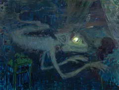 Jaroslav Panuška, Vampire, around 1900, oil on hardboard
