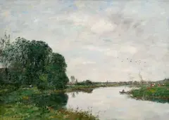 Eugène Louis Boudin, River Touques near Saint-Arnoult, 1893, oil on canvas