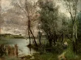 Marie Louisa Kirschnerová, Landscape from Roztoky, before 1900, oil on canvas