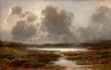 Wetlands After a Storm by Charlotte Piepenhagen-Mohr, 1890s, oil on cardboard, sold Nov 2020
