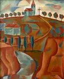 Jindřich Štyrský, The Church on the Hill / Saint Sebestian, 1921, oil on canvas