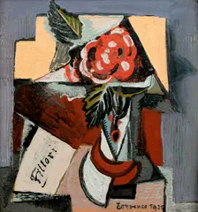 Emil Filla, Still Life with a Letter and a Rose, 1925, oil on wooden board