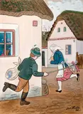 Josef Lada, Easter Whipping, 1946, mixed media (iwatercolor, qouache) on paper