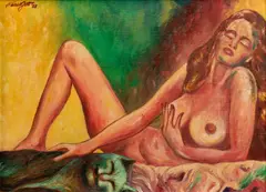 Karel Gott, Still Life with Green Cat, 1988, oil on canvas