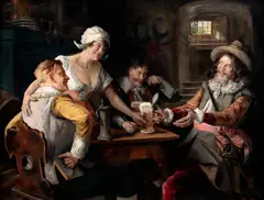 Knights Entertainment by Jan Skramlík, around 1920, oil on canvas, sold Nov 2020
