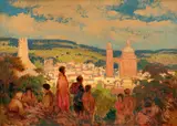 Karel Langer, Kežmarok, around 1920, oil on cardboard