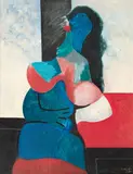 Karel Vaca, Woman at the Window, 1987, oil on cardboard
