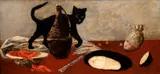 Vladimír Sychra, Still Life with a Cat, 1941, oil on wooden board