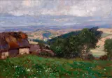 Ota Bubeníček, Landscape Vista, 1916, oil on canvas fixed on cardboard