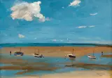 Rudolf Kremlička, Barges on a Shore, 1930, oil on canvas