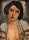 František Zdeněk Eberl, Girl with an Unfastened Blouse, 1930, oil on plywood