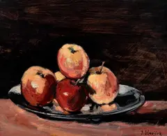 Jan Slavíček, Still Life with Apples, 1930s, oil on wooden board